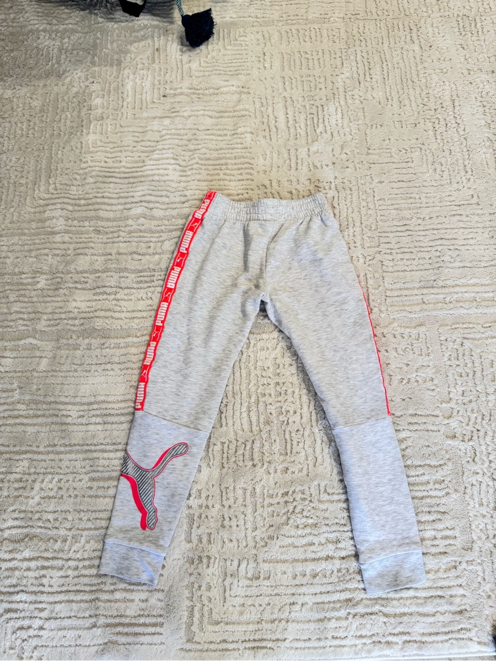 Puma Gray Joggers with Pink Stripe and Logo